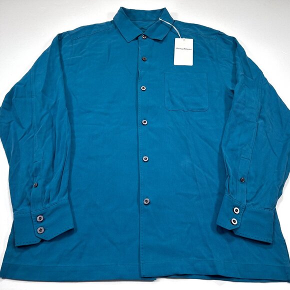 Tommy Bahama M Men’s Catalina Twill Silk Blue Long Sleeve Shirt NEW NWT - Picture 2 of 4